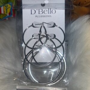 New!!! Silver Hoop Earrings Set of 3 pairs! Size is from medium to very large!!